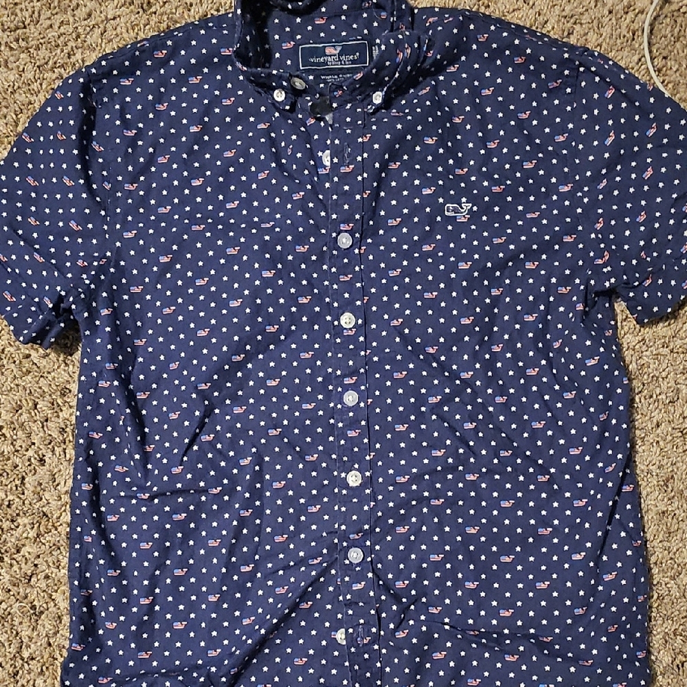 Vineyard Vines Men's Navy Blue Short Sleeve Shirt